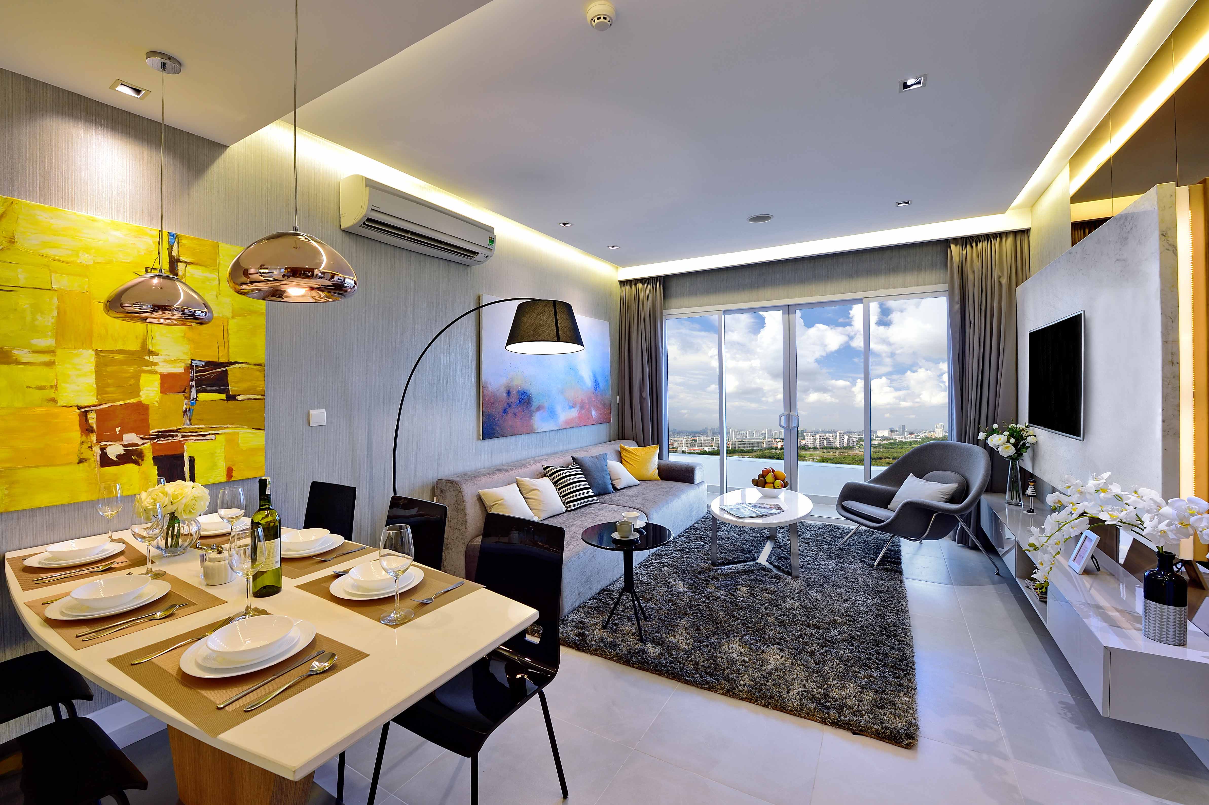 Phòng khách căn hộ 3 phòng ngủ